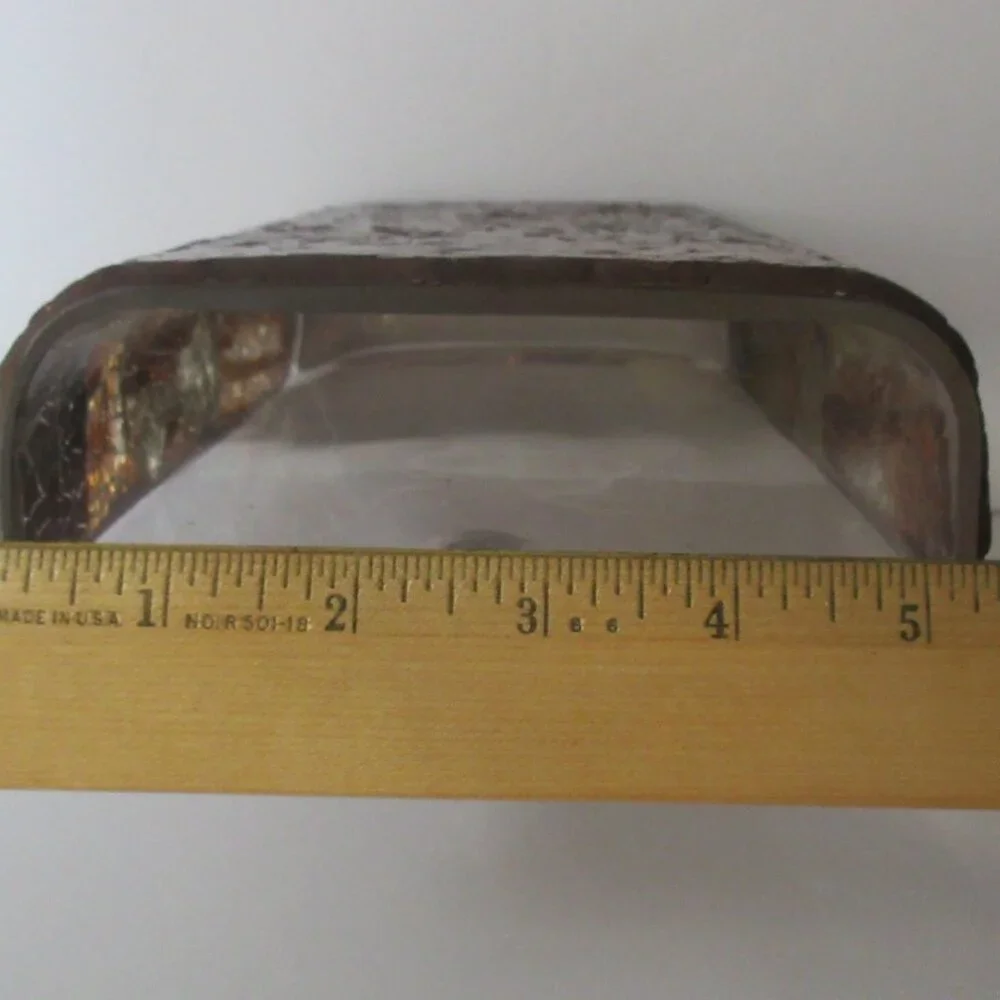 Wall Pocket Vase Amber/Gold Brown Crackle Mosaic Glass 8